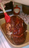 Merlot Glazed Ham with dipping sauce